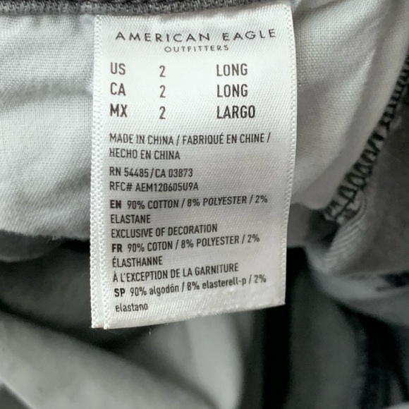 American Eagle Women Size 2 LONG Jeans Light Gray Distressed Pants Jegging Slim - Picture 8 of 8